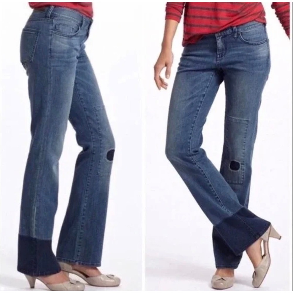 Holding Horses Anthropologie Whoa Nelly Patchwork Straight Leg Jeans Blue W29